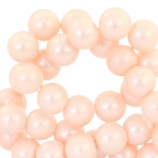 Glassbeads pearl glitter 8mm Pastel coral peach